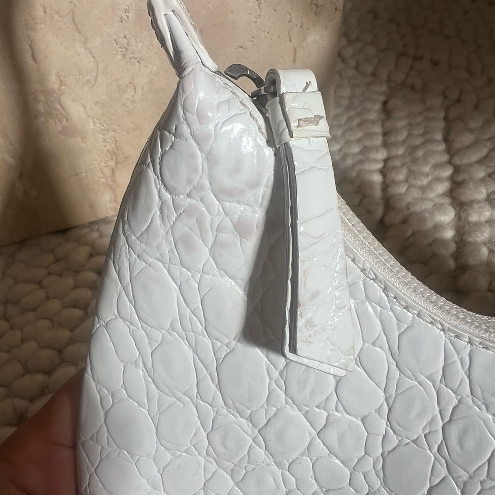 BY FAR Baby Amber Croc Embossed White Textured Shoulder Bag - Picture 6 of 14